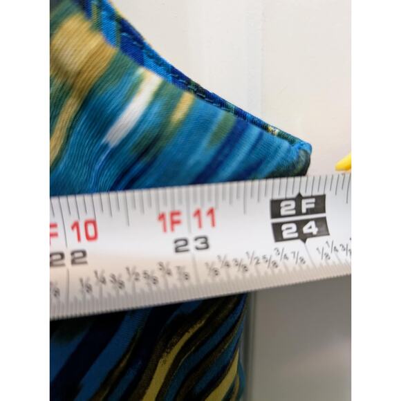 CATO Maxi Dress Womens Plus Sz. 24W Ruffled Neck Blue Green Business Church - Picture 4 of 5